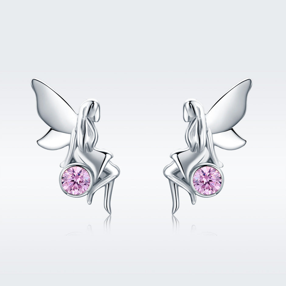 925 Sterling Silver Earrings with Pavé Setting CZ, 1.6*0.7 cm for Women