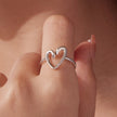 925 Sterling Silver Oxidized Silver Heart Ring for Women