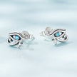 925 Sterling Silver Turquoise Earrings, 0.6*0.9cm, Oxidized Silver Finish for Women