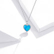 925 Sterling Silver Plated Translucent Opal Necklace 45cm for Women