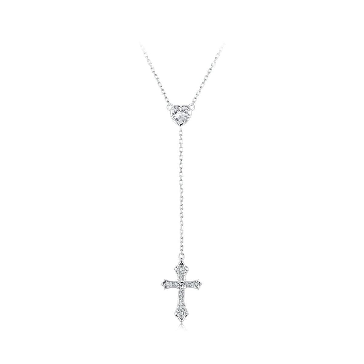 925 Sterling Silver White Gold Plated Necklace with CZ Pavé Setting for Women
