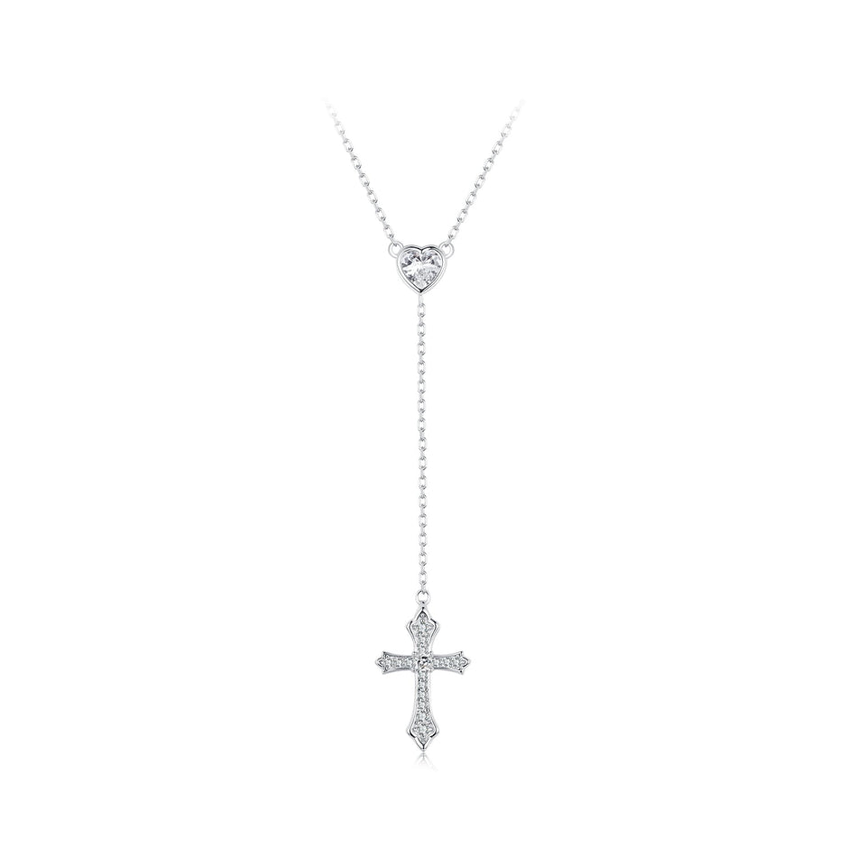 925 Sterling Silver White Gold Plated Necklace with CZ Pavé Setting for Women