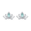 925 Sterling Silver Earrings with Pavé CZ and White Gold Plating, Size 0.9*1.3 cm for Women