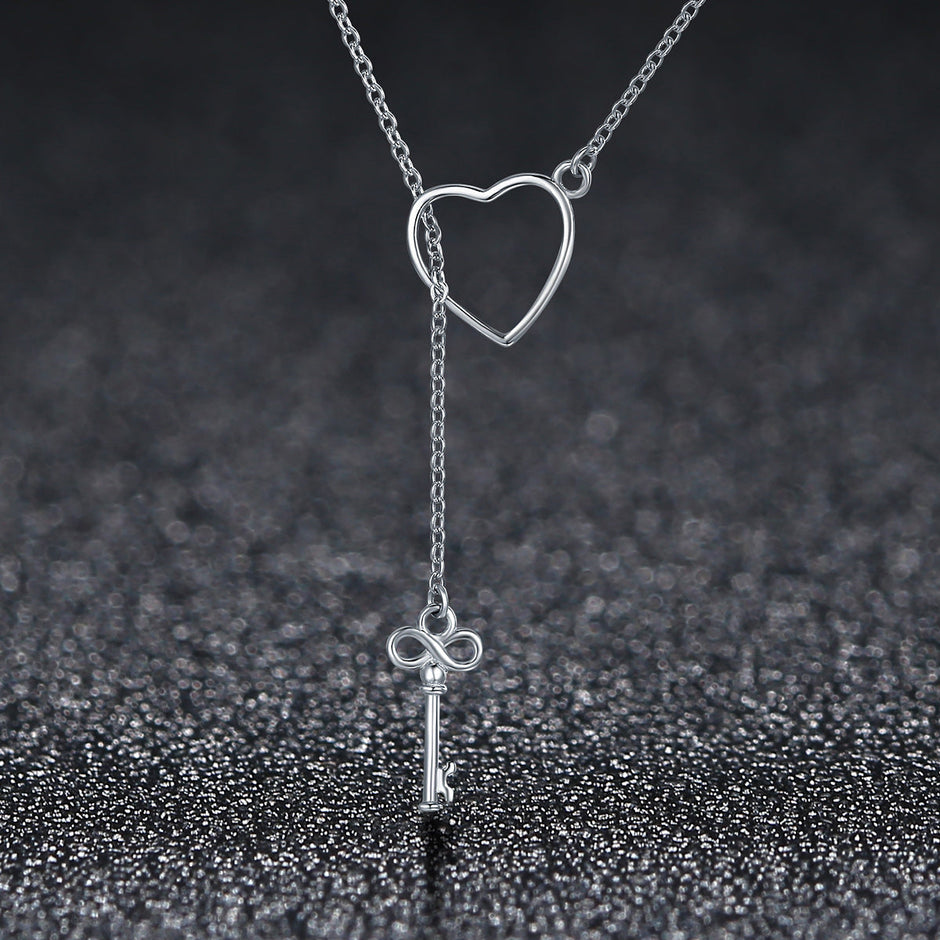 925 Sterling Silver Necklace 55cm with Heart Pendant for Women