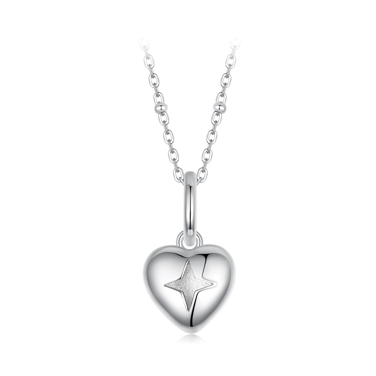 925 Sterling Silver Plated White Gold Necklace 40+5cm with 1.8*1.0cm Pendant for Women