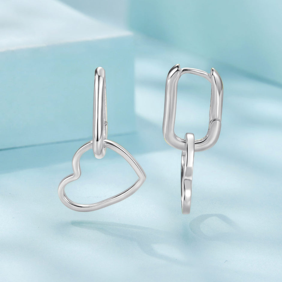 925 Sterling Silver Earrings with Love Pendant for Women