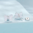 925 Sterling Silver Earrings for Women, 0.8*1.1cm, Plated White Gold