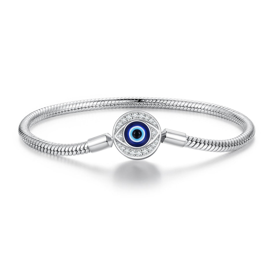 925 Sterling Silver Bracelet with CZ & Resin, Size 17.0