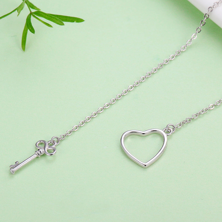 925 Sterling Silver Necklace 55cm with Heart Pendant for Women