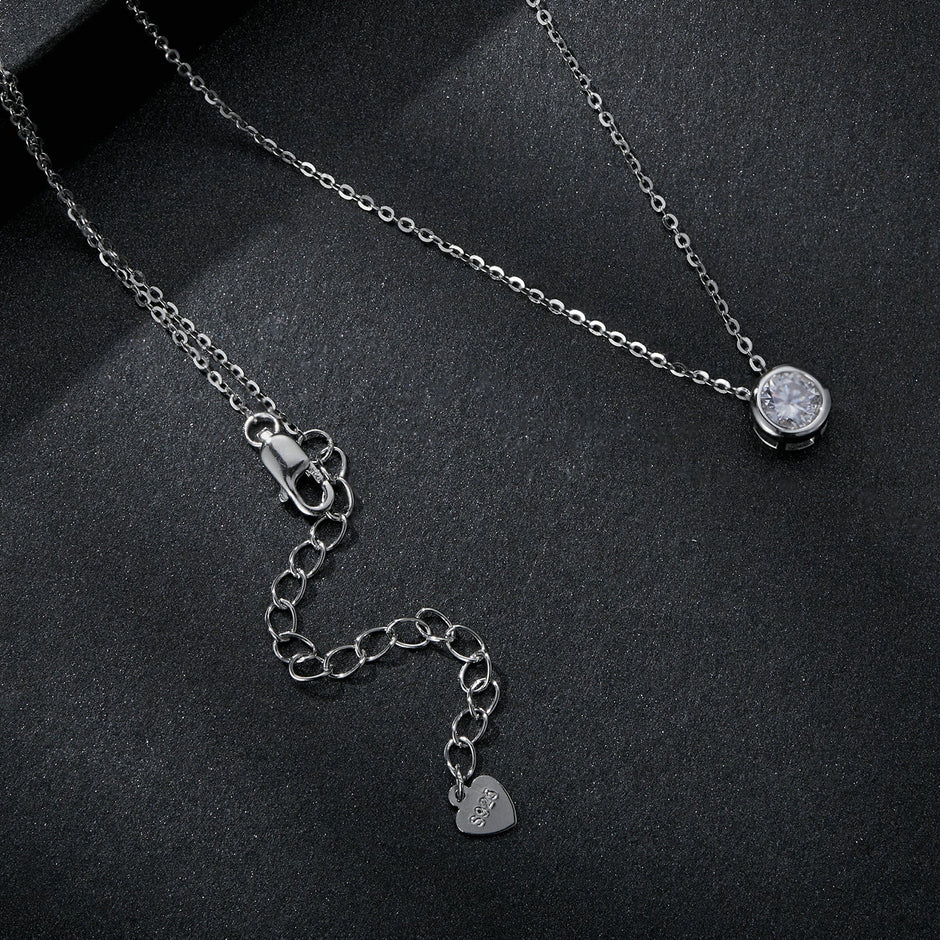 S925 Sterling Silver Moissanite Necklace 400mm with 1ct Moissanite for Women