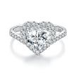 925 Sterling Silver White Gold Plated 2ct Moissanite Heart Ring Size 6 for Women