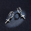 925 Sterling Silver Earrings with Pavé Setting CZ in Oxidized Finish