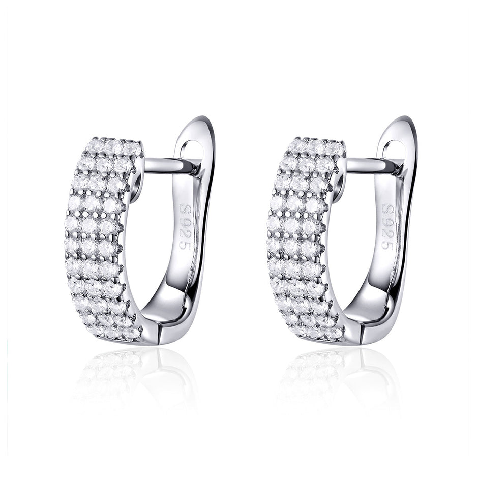 925 Sterling Silver Earrings with Pavé Setting CZ 1.3*0.4cm