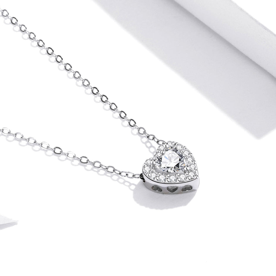 925 Sterling Silver Adjustable Cubic Zirconia Pendant Necklace for Women