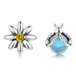 925 Sterling Silver Ladybird Earrings with Pavé Set CZ, 0.7cm for Women