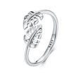 925 Sterling Silver Oxidized Leaf Ring for Women