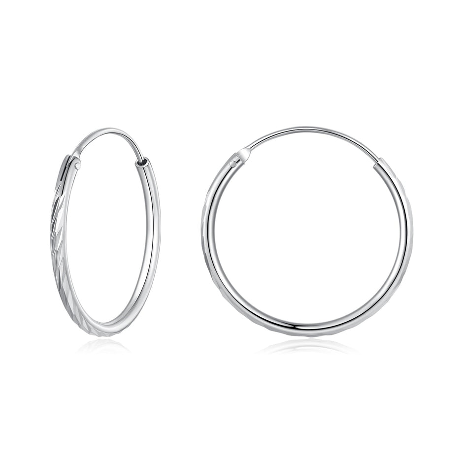 925 Sterling Silver Earrings for Women - White Gold Plated, 2.3x0.2 cm