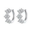 925 Sterling Silver Earrings with Pavé Setting CZ - 1.2*0.65cm, White Gold Plated for Women