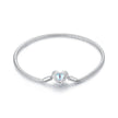 925 Sterling Silver Moonstone Bracelet 17.0 cm with White Gold Plating for Women