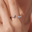 925 Sterling Silver Ring with White Gold Plating, 0.16cm Width for Women