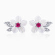 925 Sterling Silver Earrings with Pavé Setting CZ and High-Quality Nacre