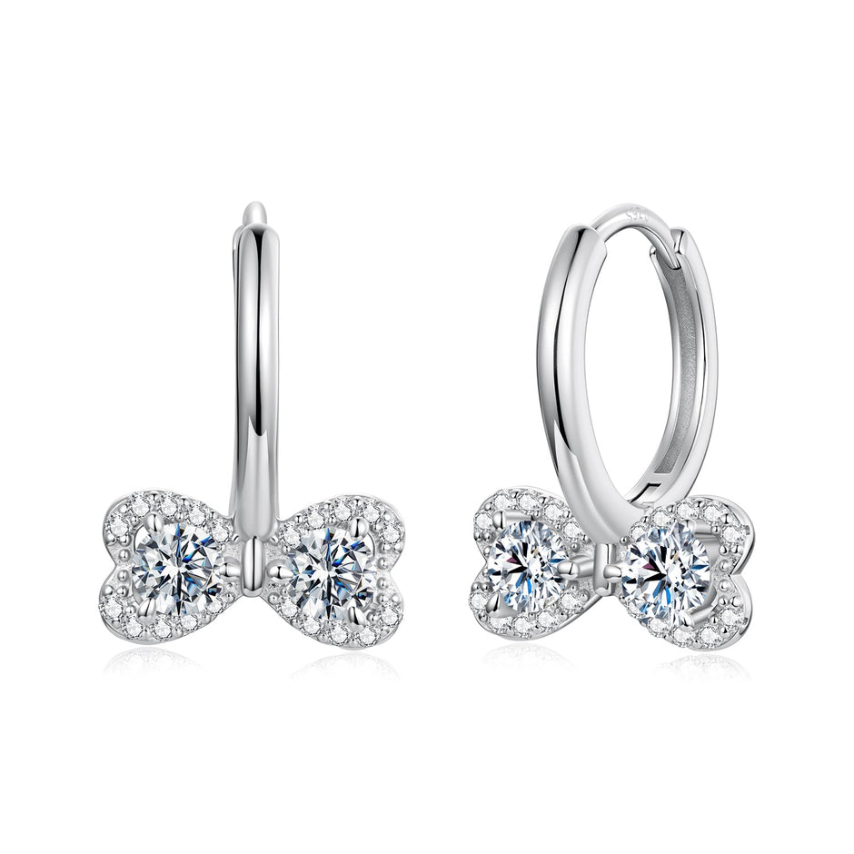925 Sterling Silver Moissanite 0.20 Carat Earrings Plated White Gold for Women