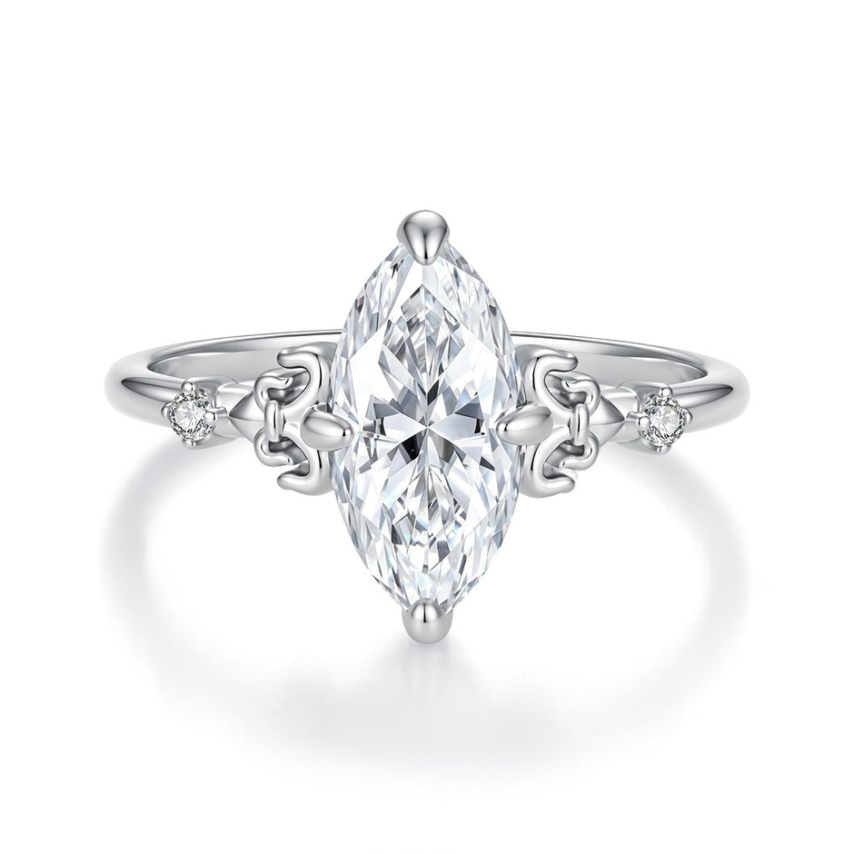 925 Sterling Silver White Gold Plated Moissanite Size 6 Ring for Women