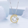 925 Sterling Silver Necklace with Pavé Setting CZ & Plated Gold - 400mm Length