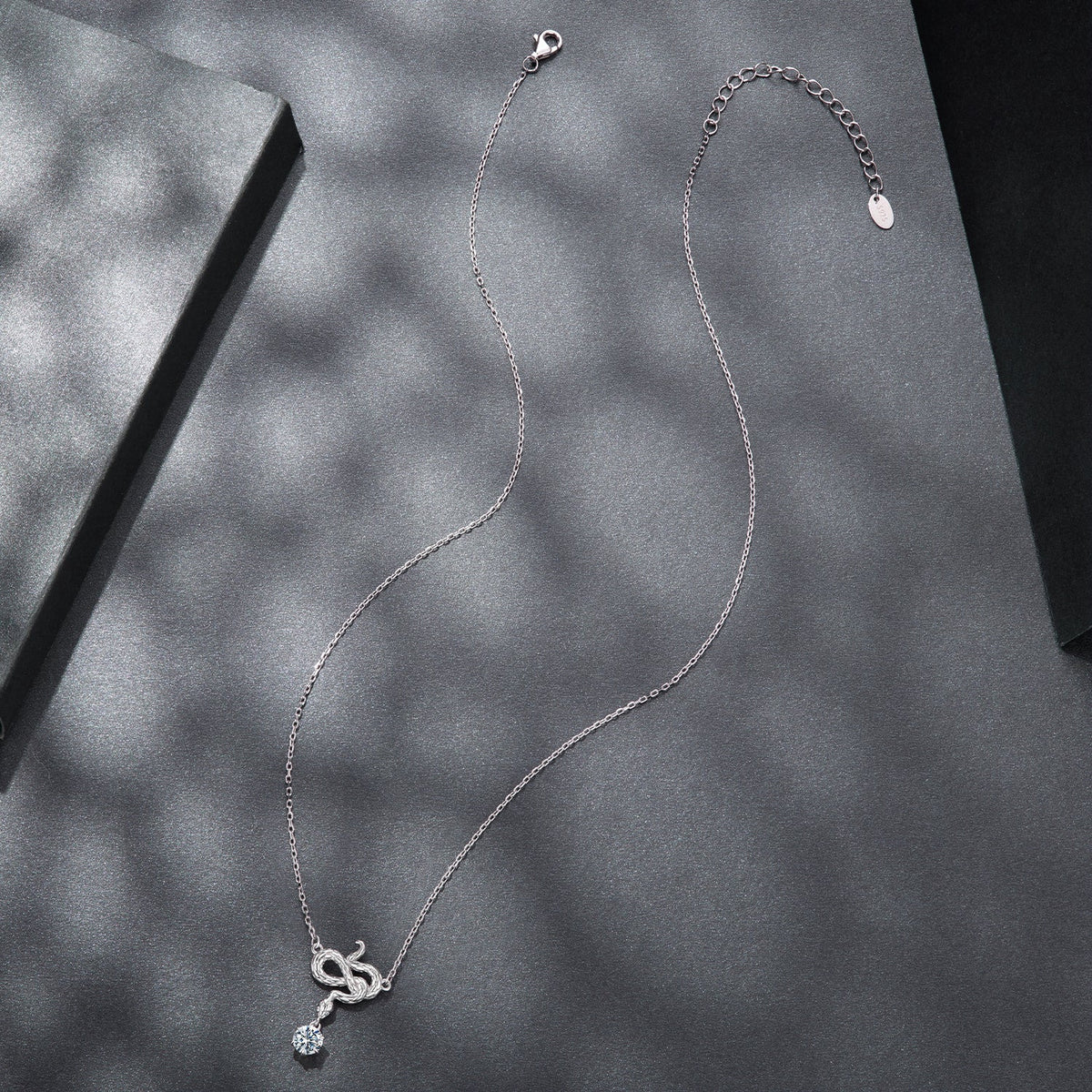 925 Sterling Silver Moissanite 0.50 Carat Necklace with CZ Pavé Setting in White Gold, 40+5cm for Women