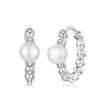 925 Sterling Silver White Gold Plated Moissanite & Pearl Earrings for Women