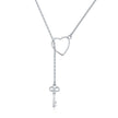 925 Sterling Silver Necklace 55cm with Heart Pendant for Women