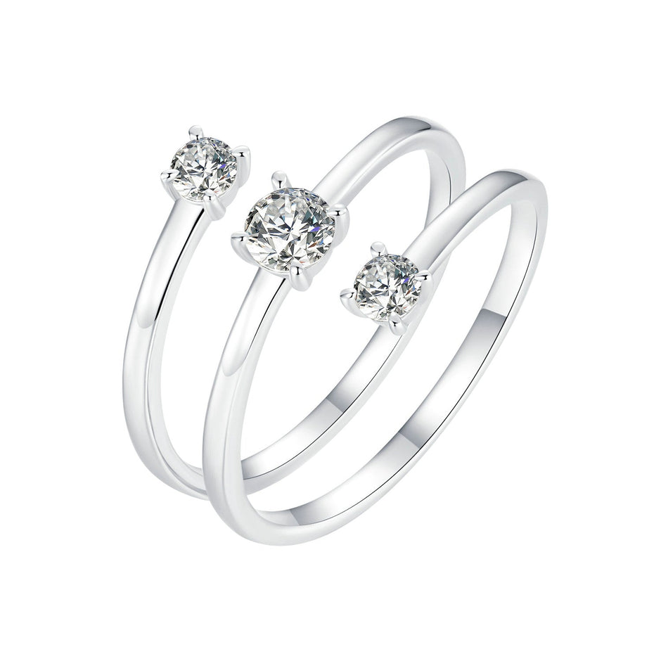 925 Sterling Silver White Gold Plated CZ Ring for Women