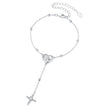925 Sterling Silver White Gold Plated CZ Heart 15+6cm Bracelet for Women