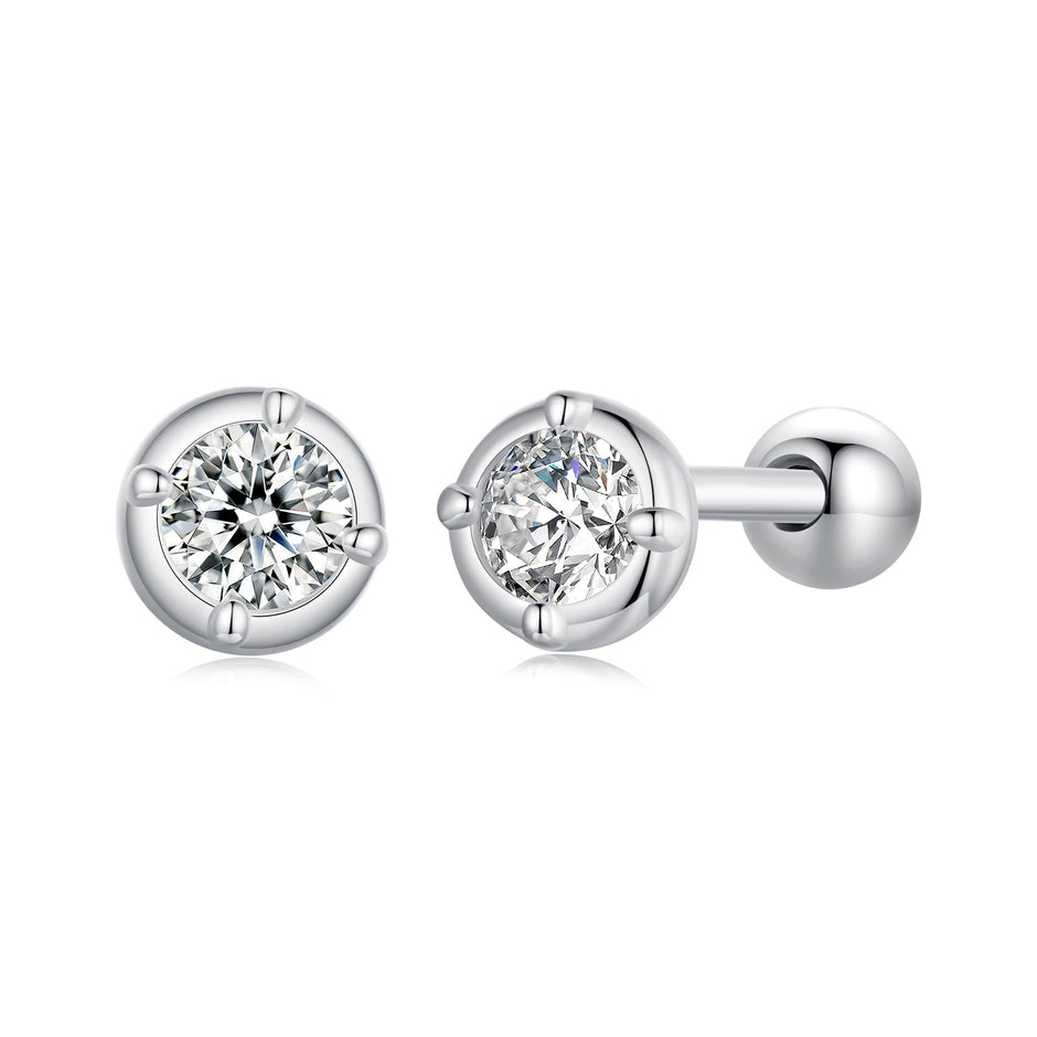 925 Sterling Silver 4mm Moissanite Earrings with Platinum Plating for Women
