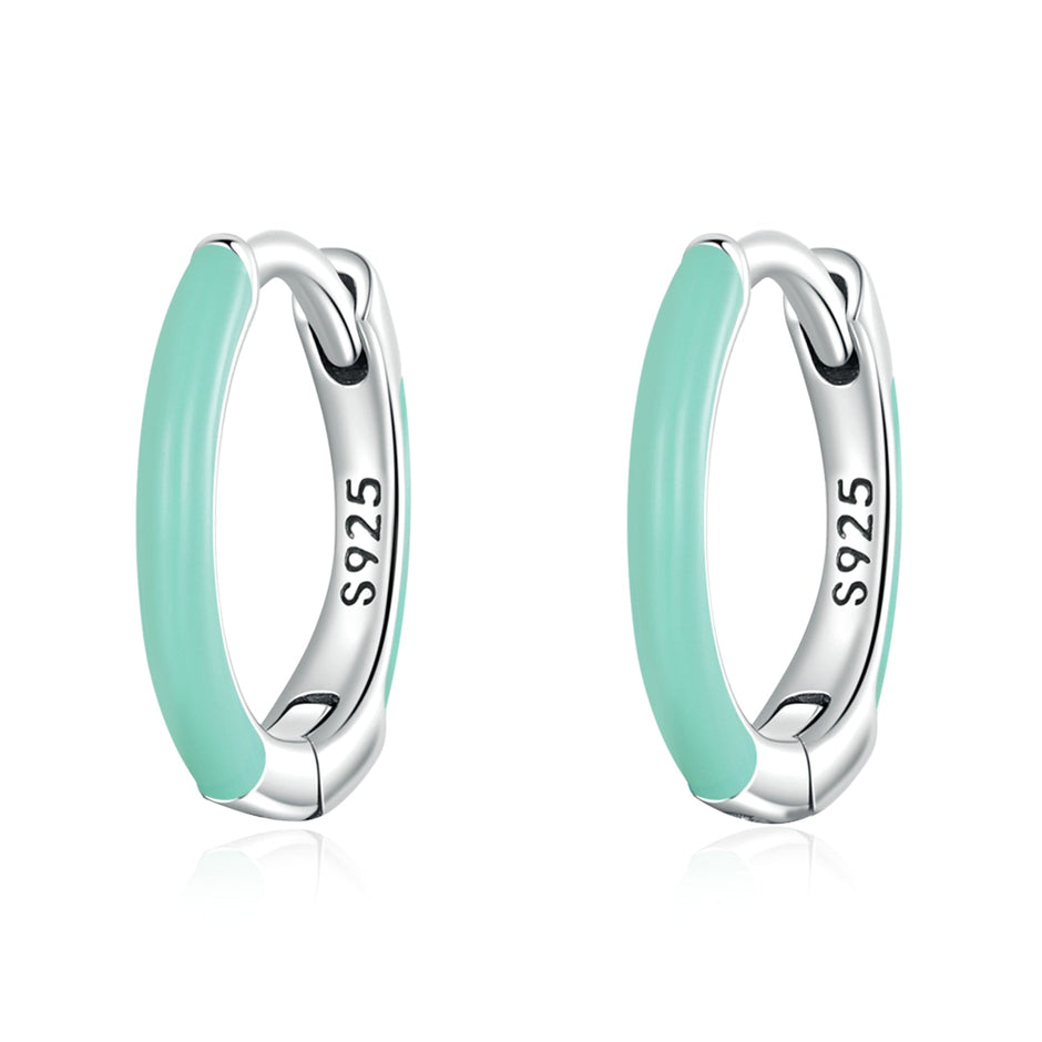 925 Sterling Silver Earrings with Enamel Finish, 1.2cm for Women