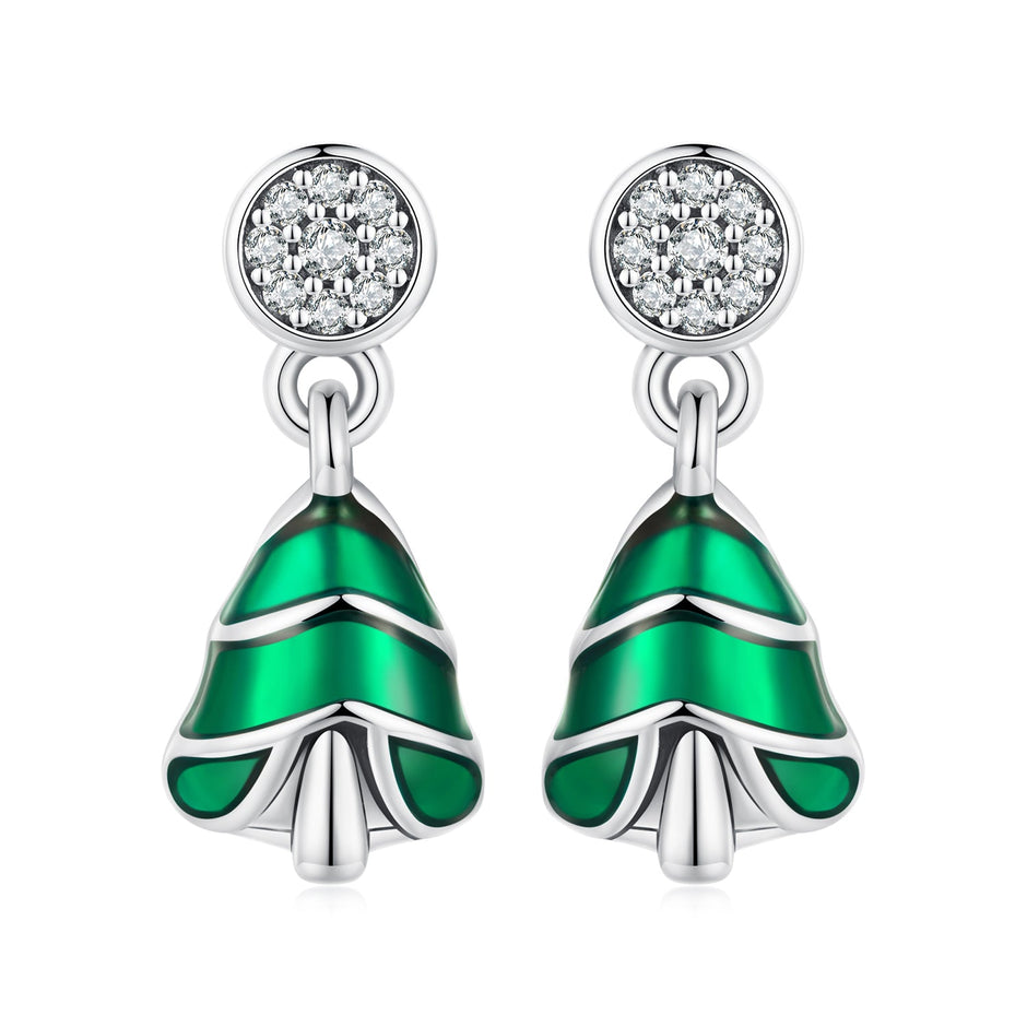 925 Sterling Silver Earrings with Enamel and Pavé Set CZ in Oxidized Silver