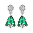 925 Sterling Silver Earrings with Enamel and Pavé Set CZ in Oxidized Silver