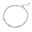 925 Sterling Silver & Pavé Setting CZ Bracelet with White Gold Plating for Women