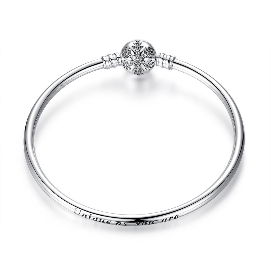 925 Sterling Silver 5.8CM Diameter and 0.3CM Thick Bracelet for Women