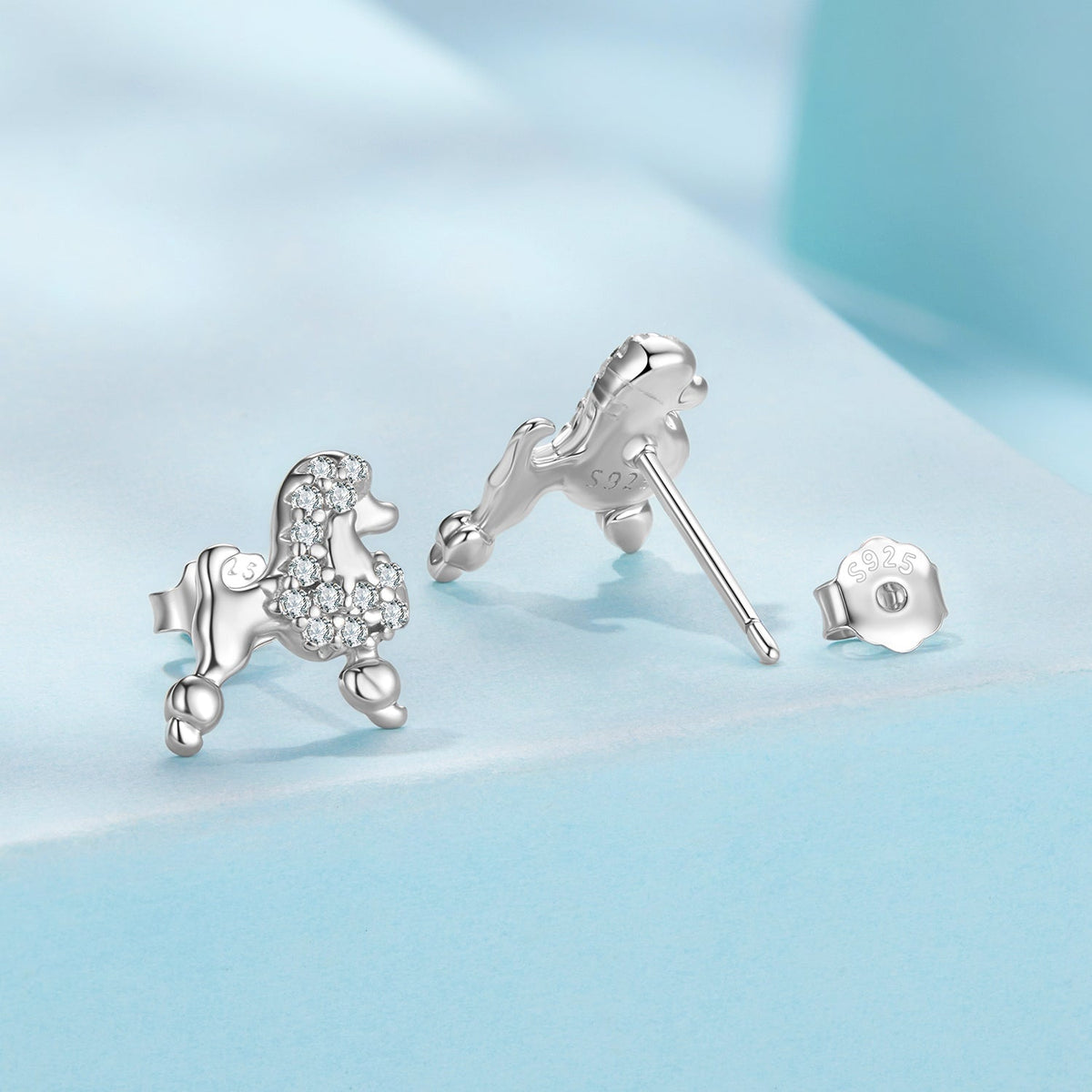 925 Sterling Silver White Gold Plated Pavé CZ Earrings