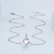 925 Sterling Silver Necklace with Pavé Setting CZ - Adjustable Length, Platinum Plated - Women's Jewelry