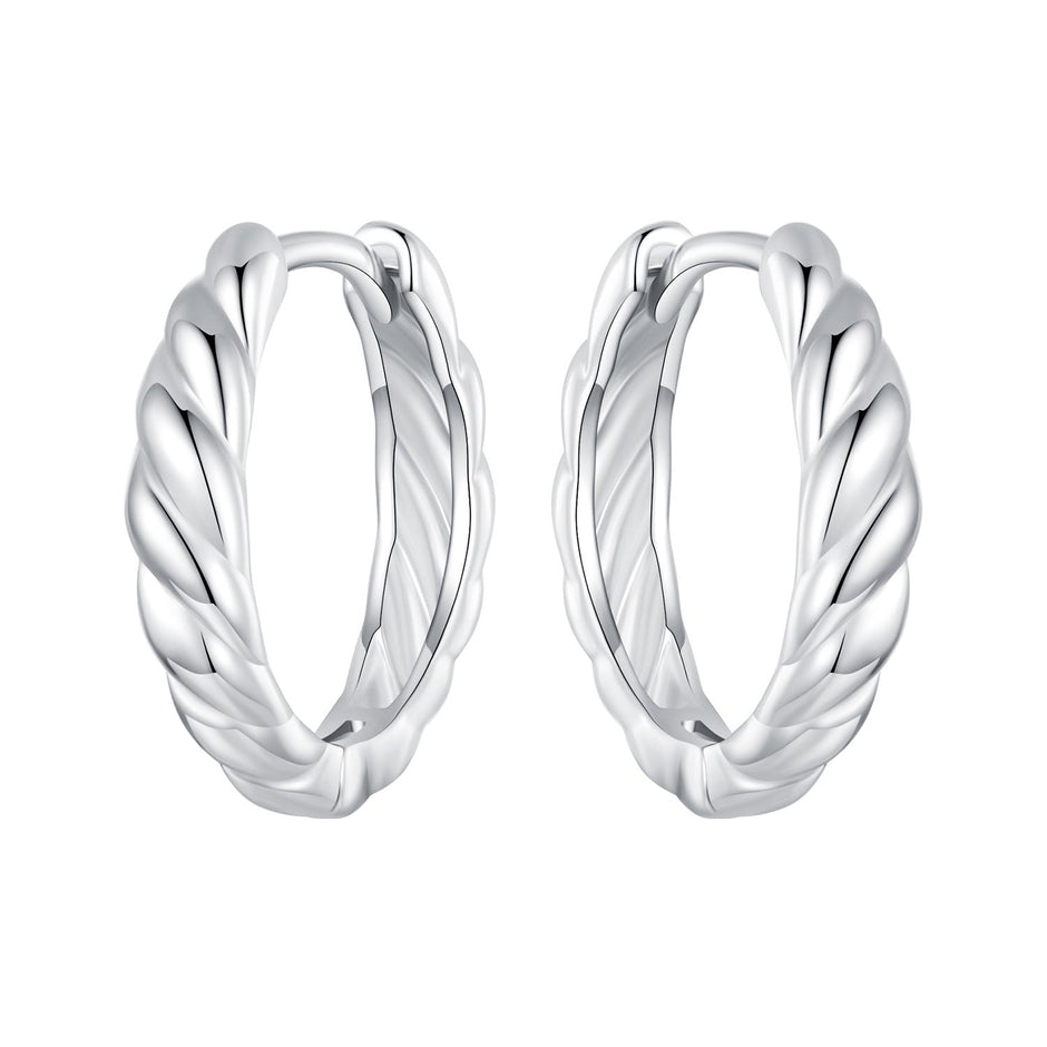 925 Sterling Silver Plated White Gold Earrings for Women - Size 11*3mm