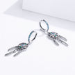 925 Sterling Silver Oxidized Silver Pavé CZ Earrings for Women, Size: 4*1 cm