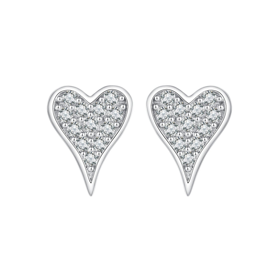 925 Sterling Silver White Gold Plated Pavé CZ Earrings