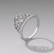 925 Sterling Silver White Gold Plated Ring with Pavé Setting CZ Size 6 for Women