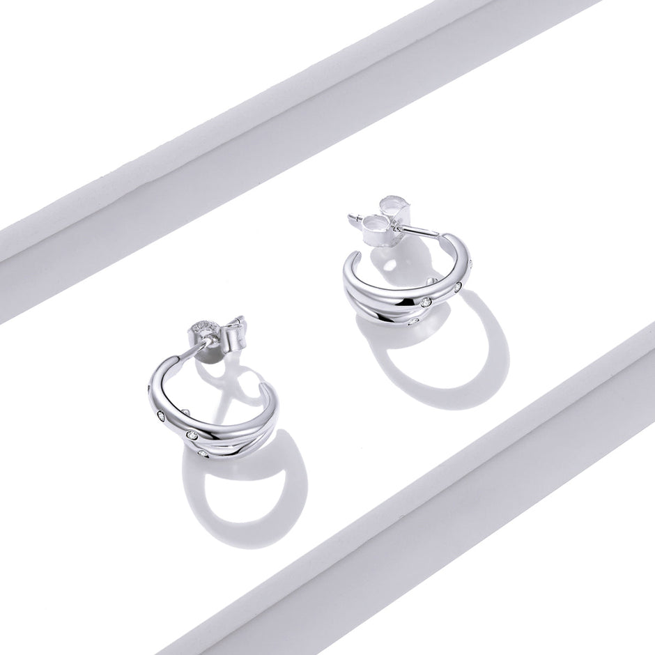 925 Sterling Silver Earrings with Pavé Setting CZ