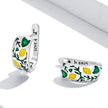 925 Sterling Silver Earrings for Women - Enamel Process - Oxidized Silver - 1.4x0.6 cm