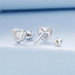925 Sterling Silver Earrings with Plated White Gold & Pavé Setting CZ, 0.5cm for Women