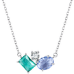 925 Sterling Silver White Gold Plated Transparent Glass CZ 40+5cm Pendant Necklace for Women