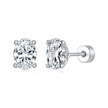 925 Sterling Silver White Gold Plated 1ct Moissanite 0.7x0.5cm Egg-Shaped Earrings for Women